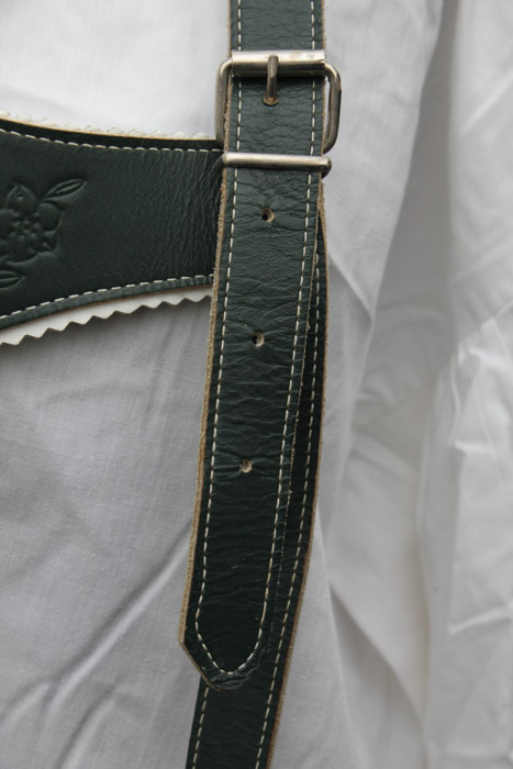 Collection of Custom-Made Suede Lederhosen with Matching Suspenders and Shirts for Clyde's Oktoberfest