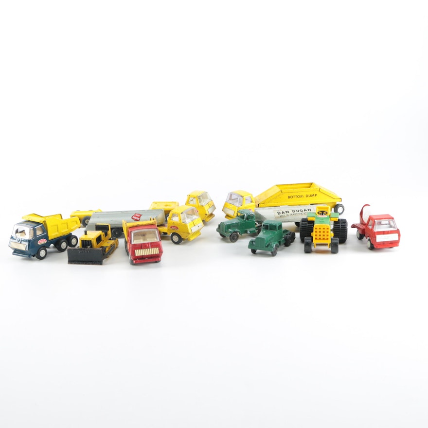 Assorted Vintage Metal Toy Trucks Including Ralstoy and Tonka