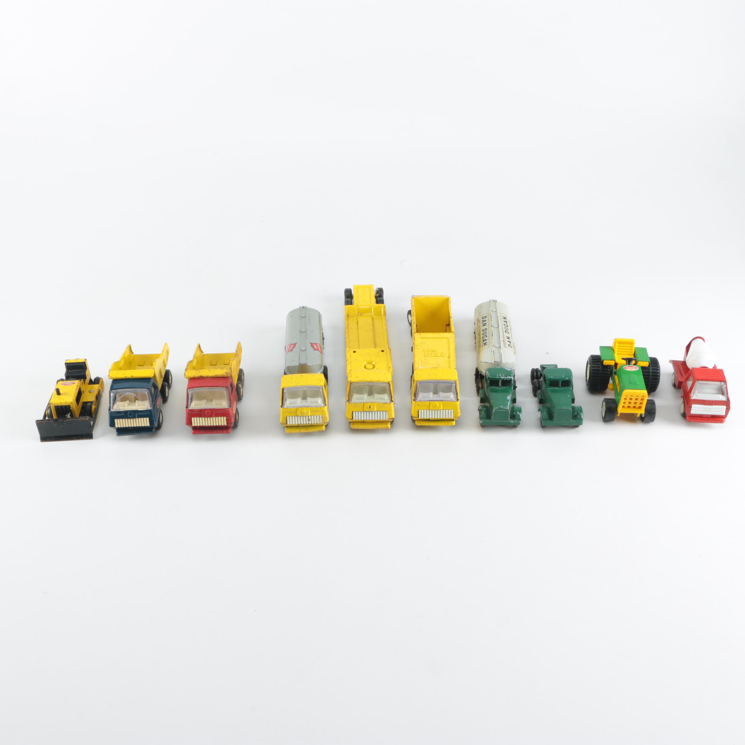 Assorted Vintage Metal Toy Trucks Including Ralstoy and Tonka