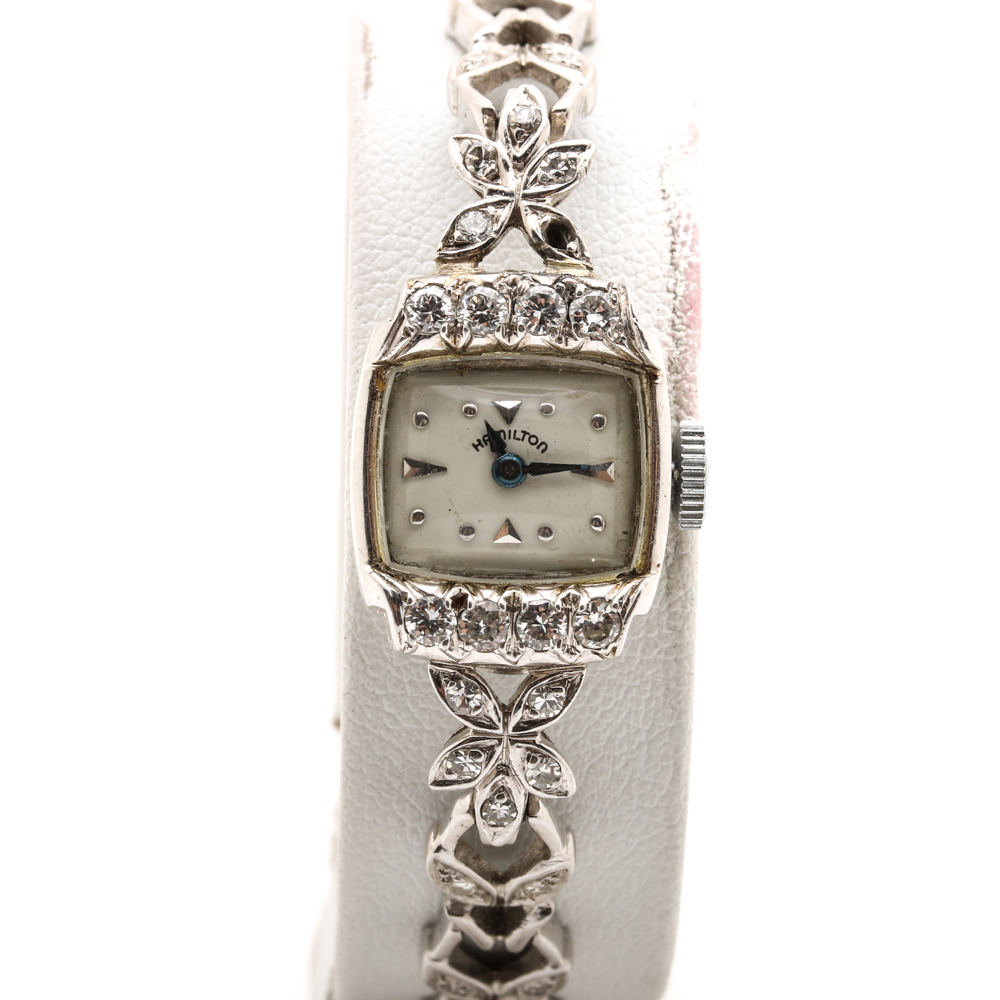 Hamilton Platinum and 14K White Gold Diamond Watch