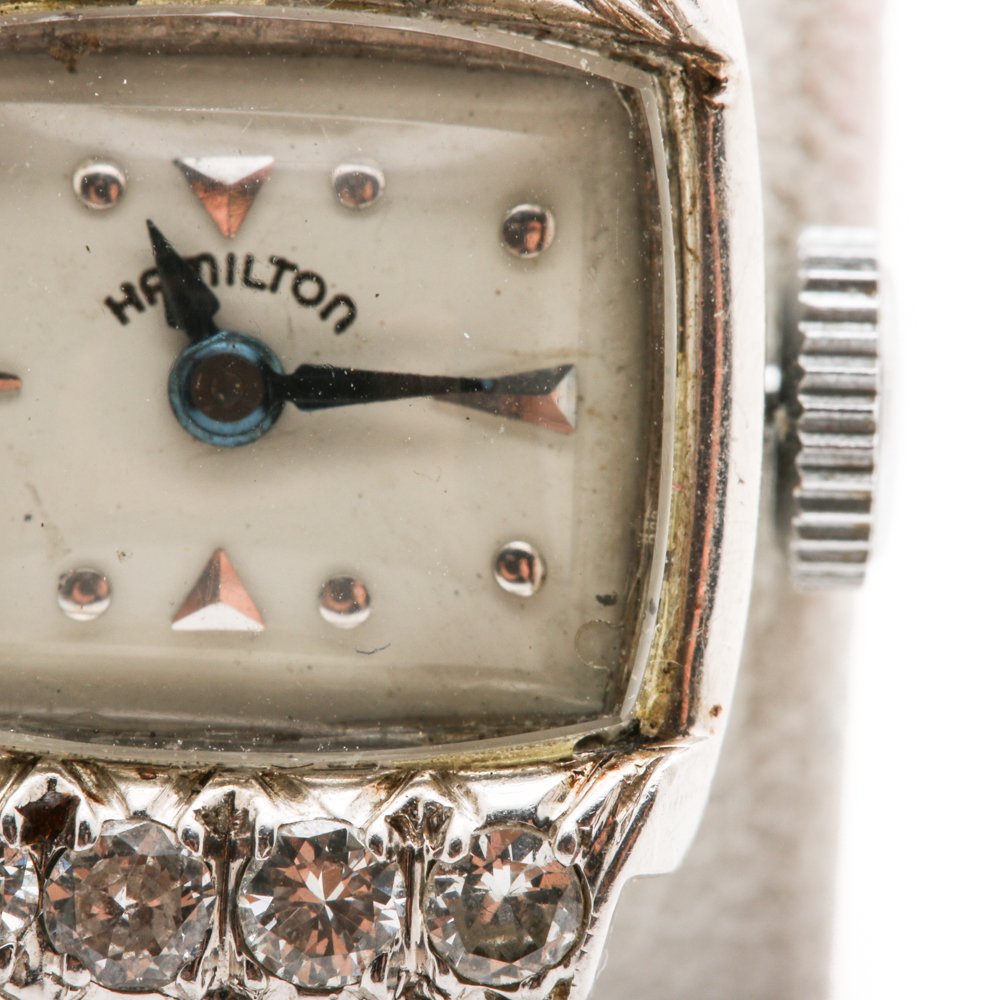 Hamilton Platinum and 14K White Gold Diamond Watch