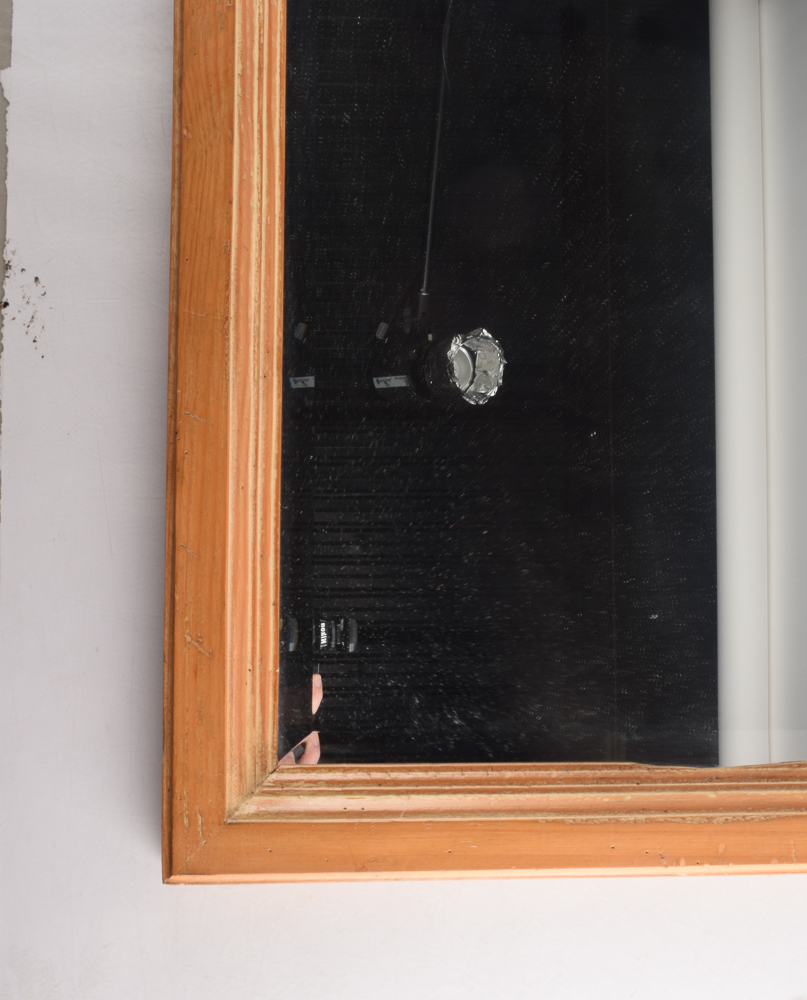 Pine Wall Mirror with Carved Shell Detail
