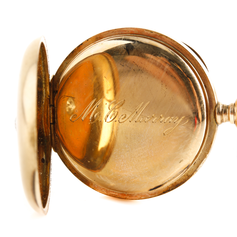 Elgin 14K Yellow Gold Pocket Watch With Diamond Accent