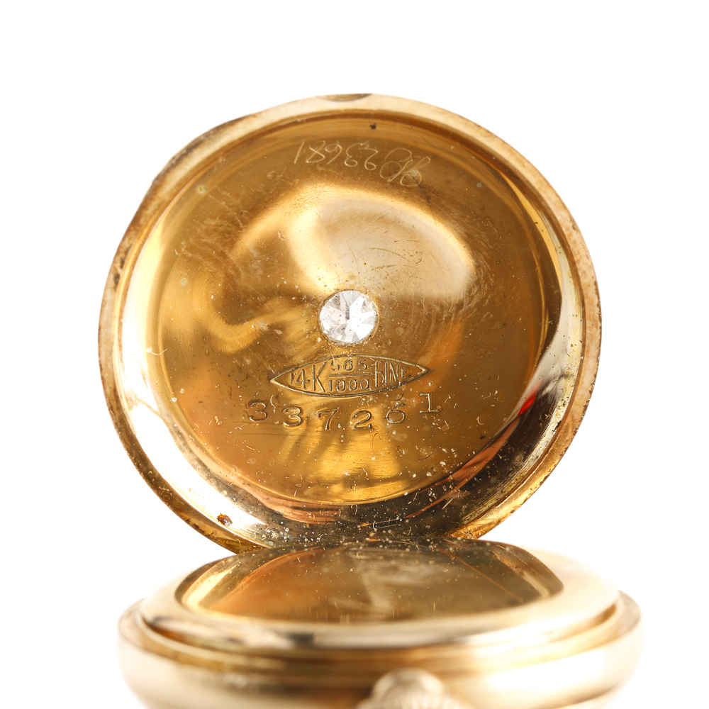 Elgin 14K Yellow Gold Pocket Watch With Diamond Accent