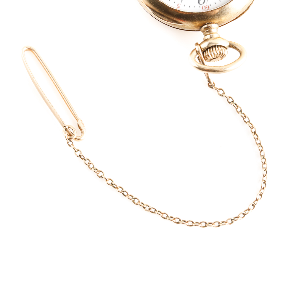 Elgin 14K Yellow Gold Pocket Watch With Diamond Accent