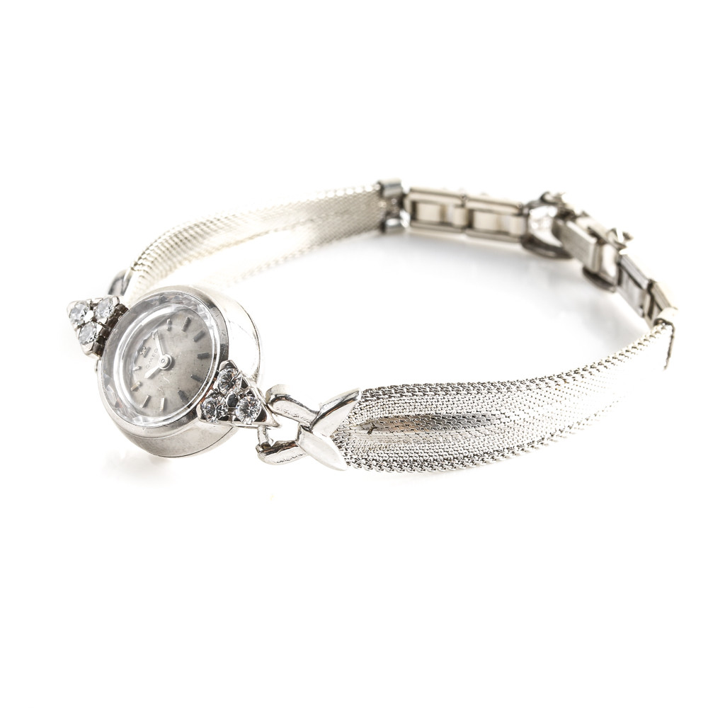 Omega 18K White Gold Diamond Watch