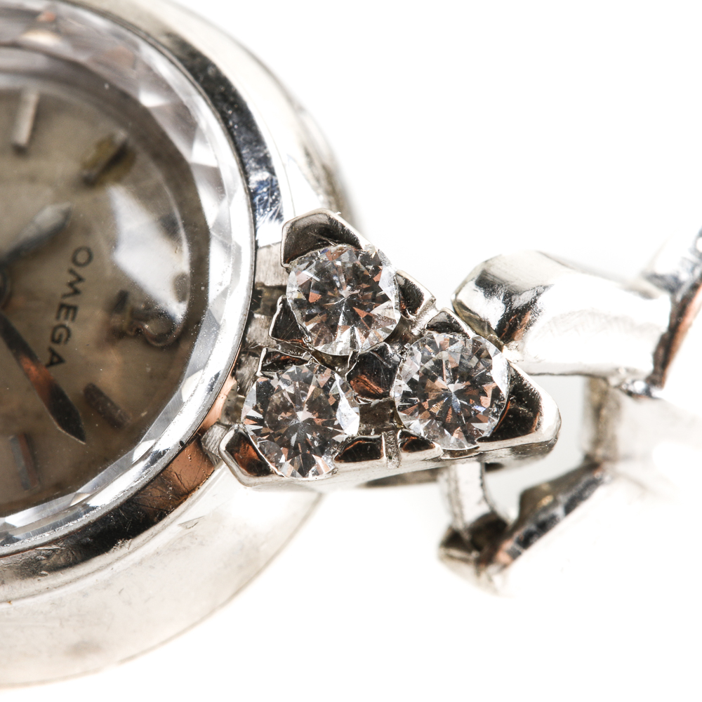 Omega 18K White Gold Diamond Watch