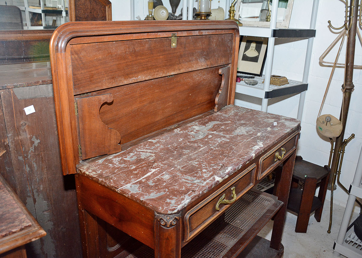 Antique Provincial Louis XV Style Metamorphic Marble Top Buffet