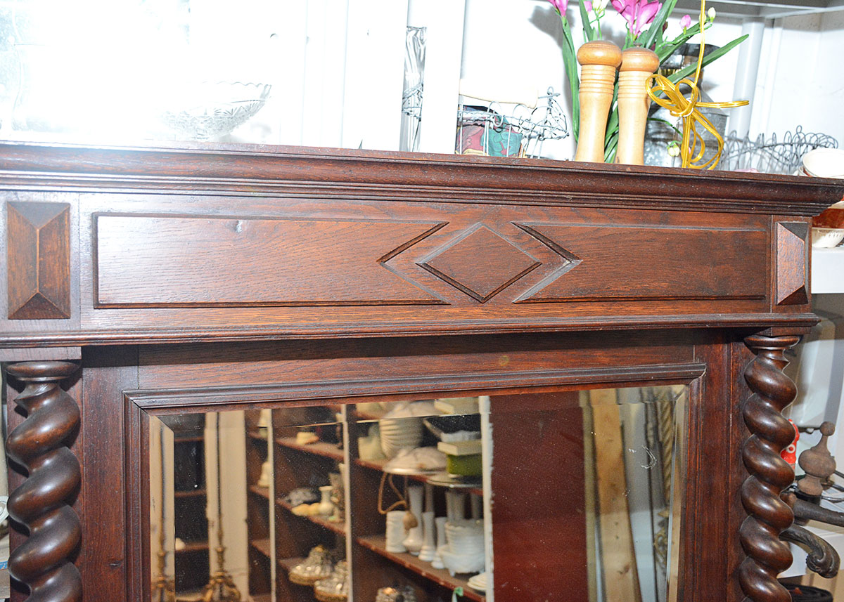 Large Oak Barley Twist Wall Mirror