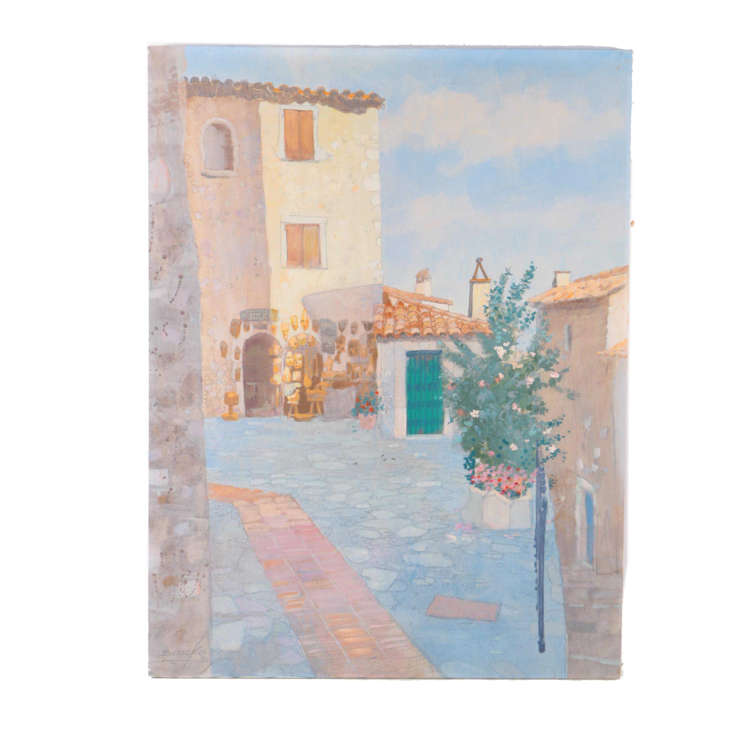 William Benecke Oil Painting on Canvas "Woodcarver's Shop"