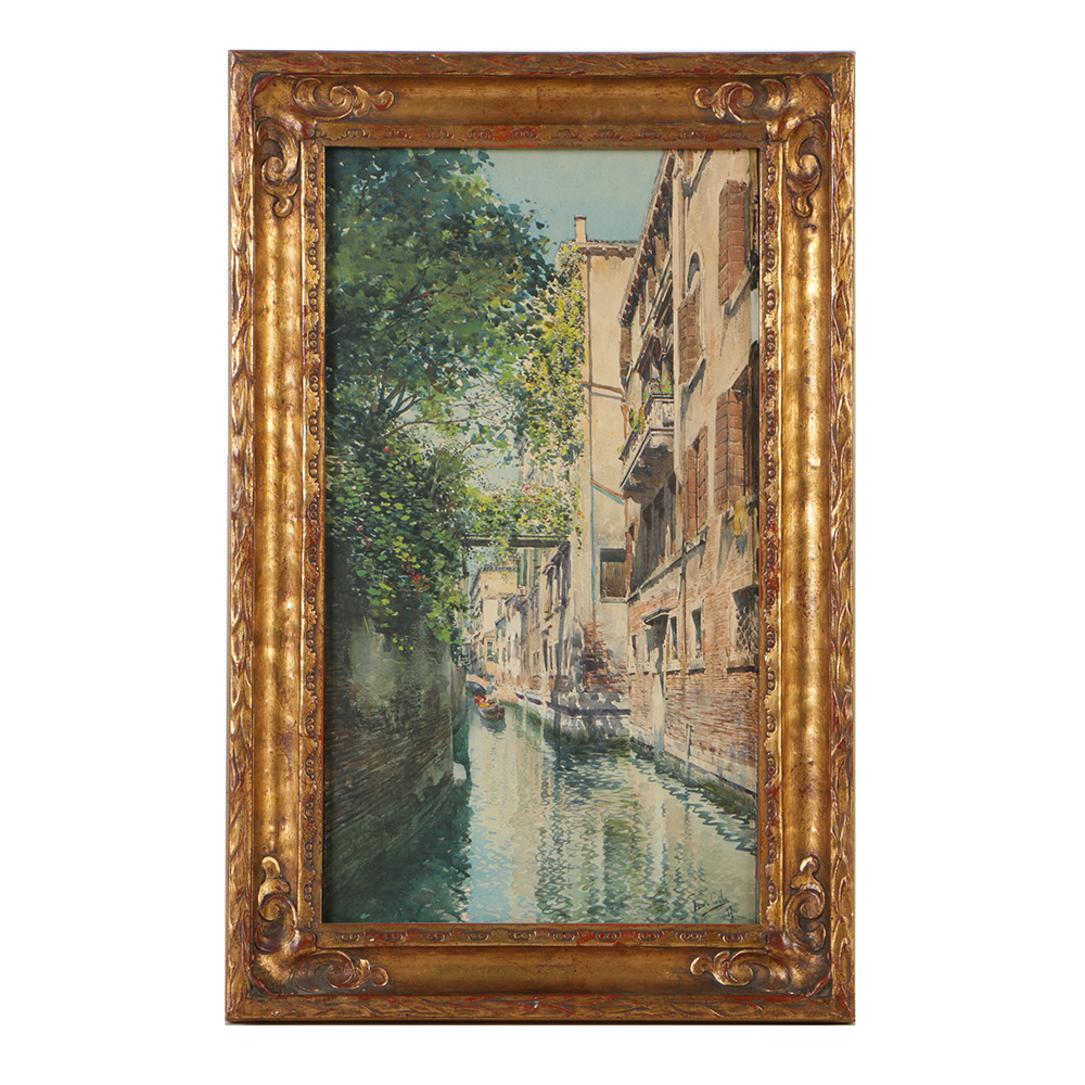 Gino Colle Watercolor Painting on Paper of a Venetian Scene