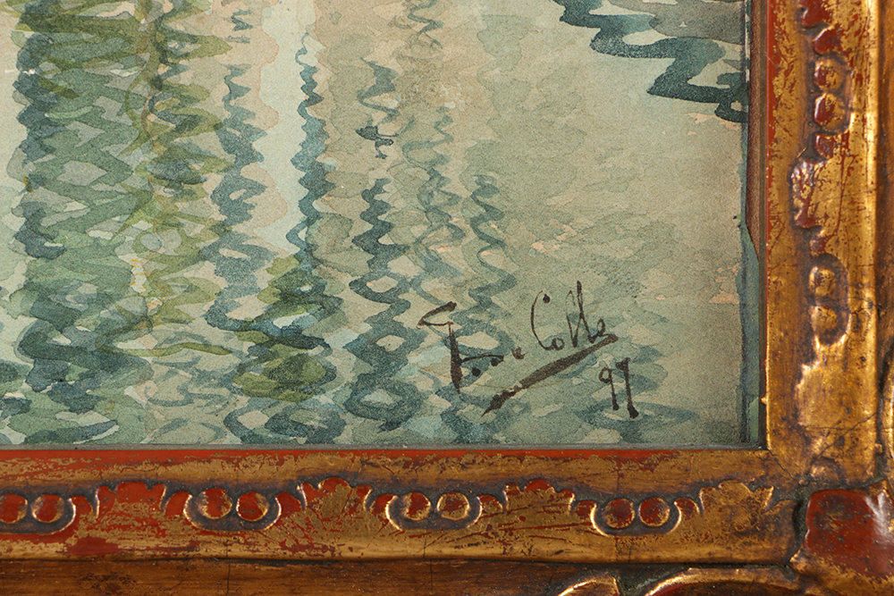 Gino Colle Watercolor Painting on Paper of a Venetian Scene