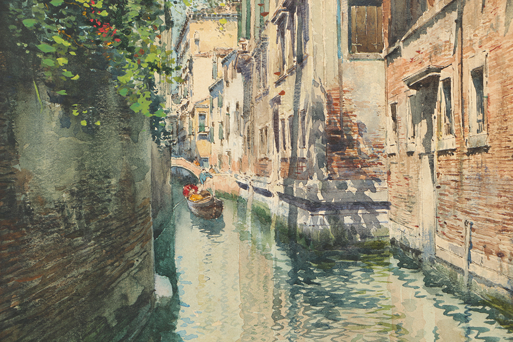 Gino Colle Watercolor Painting on Paper of a Venetian Scene