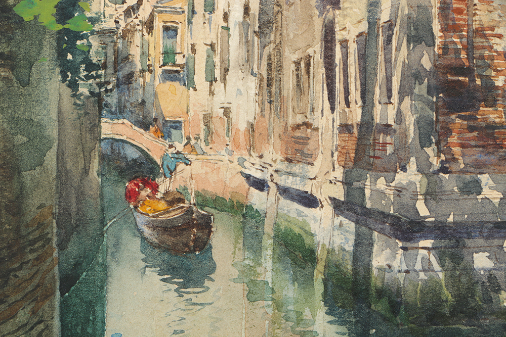 Gino Colle Watercolor Painting on Paper of a Venetian Scene