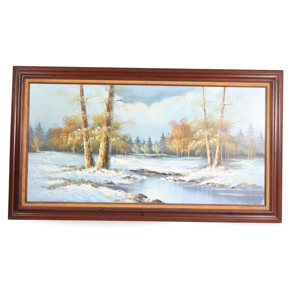 S. Hopkins Oil Painting on Canvas