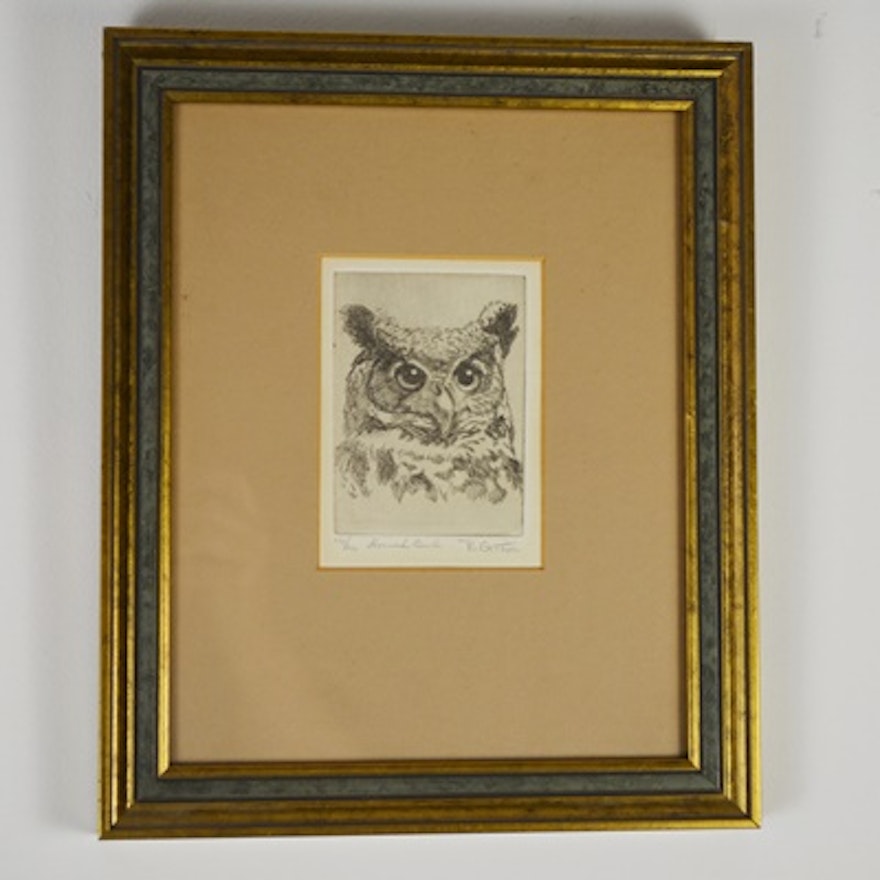 B. Gettier "Horned Owl" Limited Edition Etching