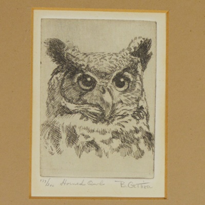 B. Gettier "Horned Owl" Limited Edition Etching