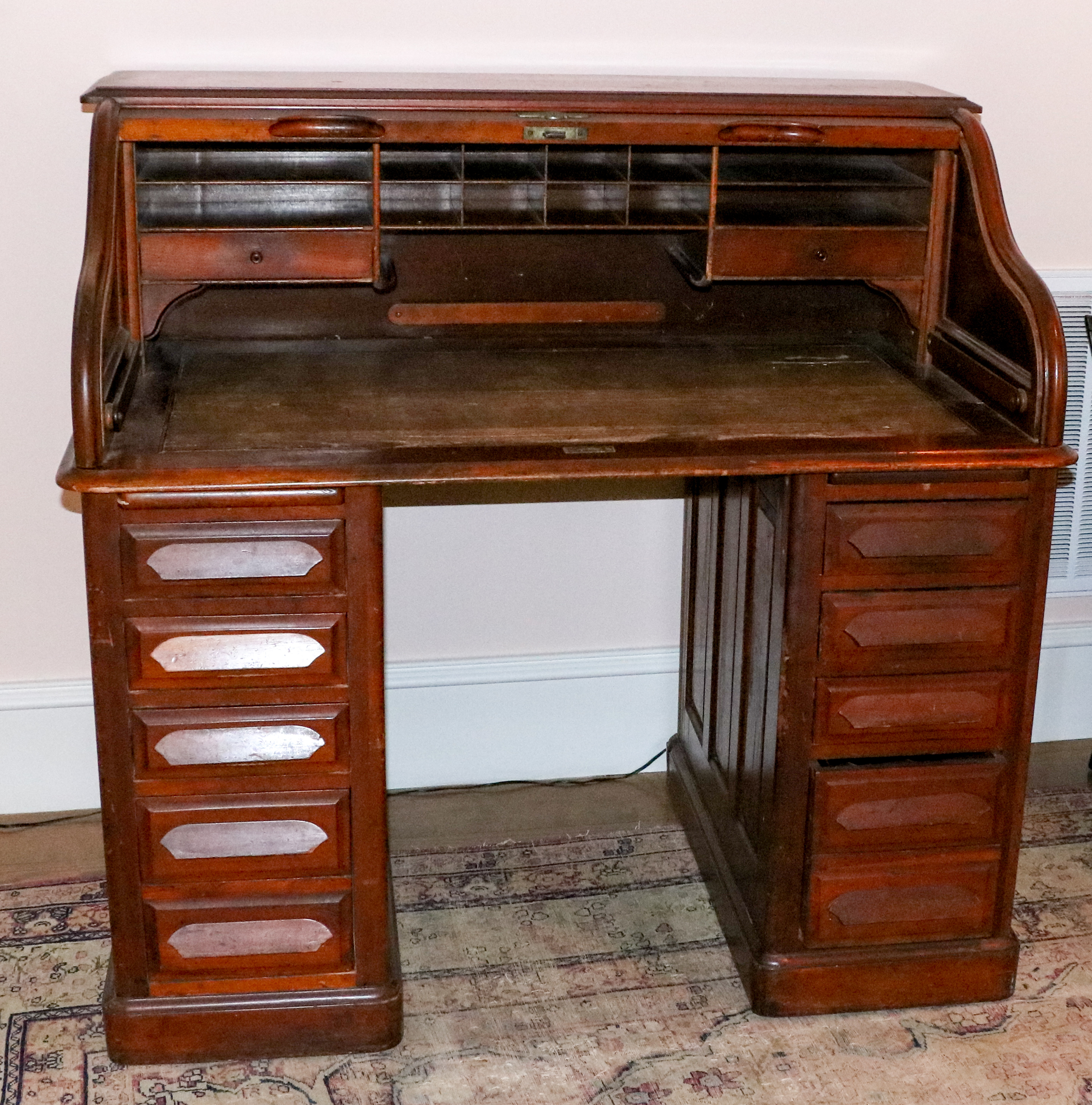 Wooden Roll Top Kneehole Desk by Union Desk Company