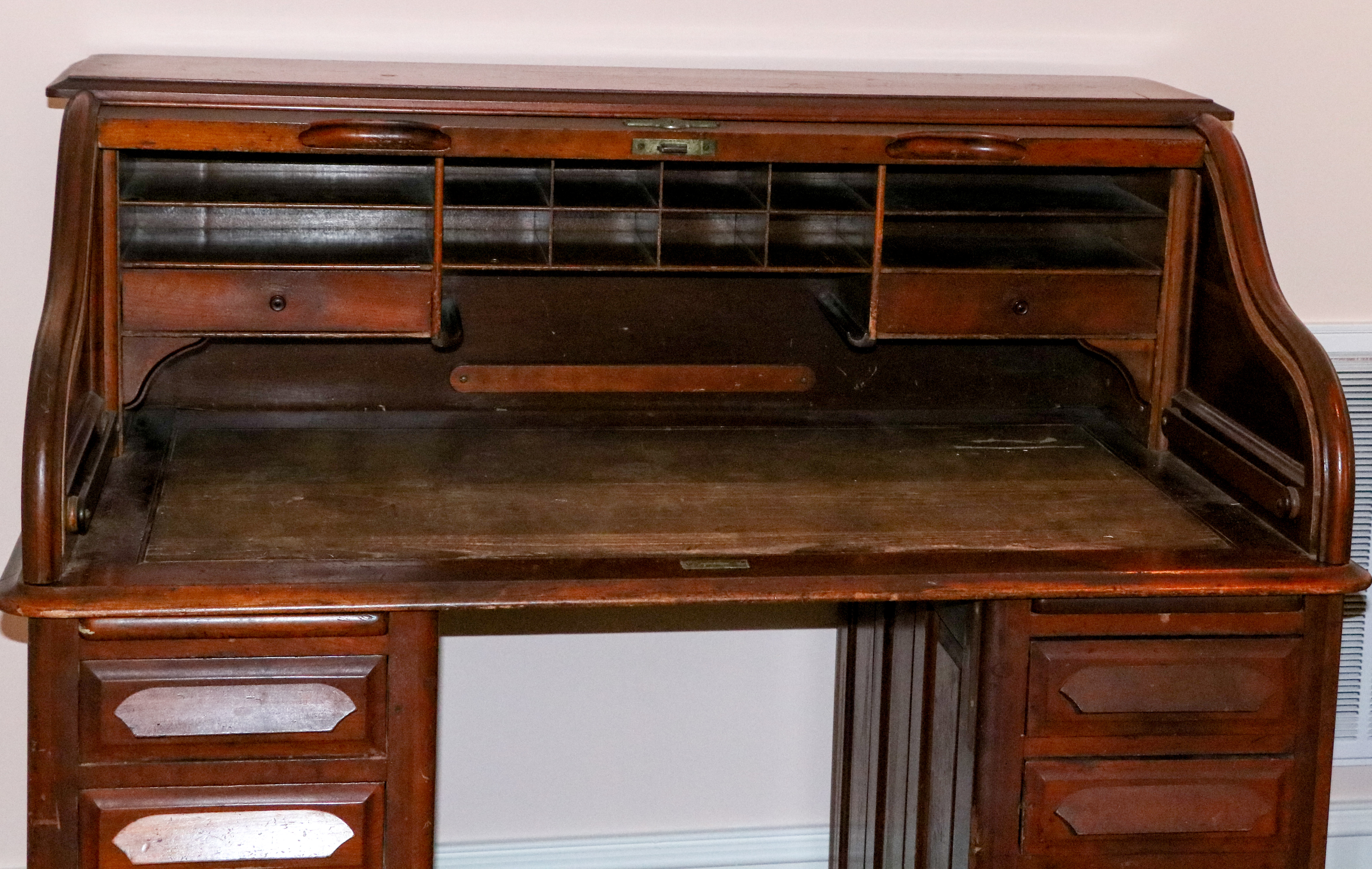 Wooden Roll Top Kneehole Desk by Union Desk Company