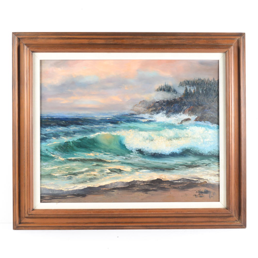 Virginia Lynn Plein Air Oil on Canvas "Mist and Pines"