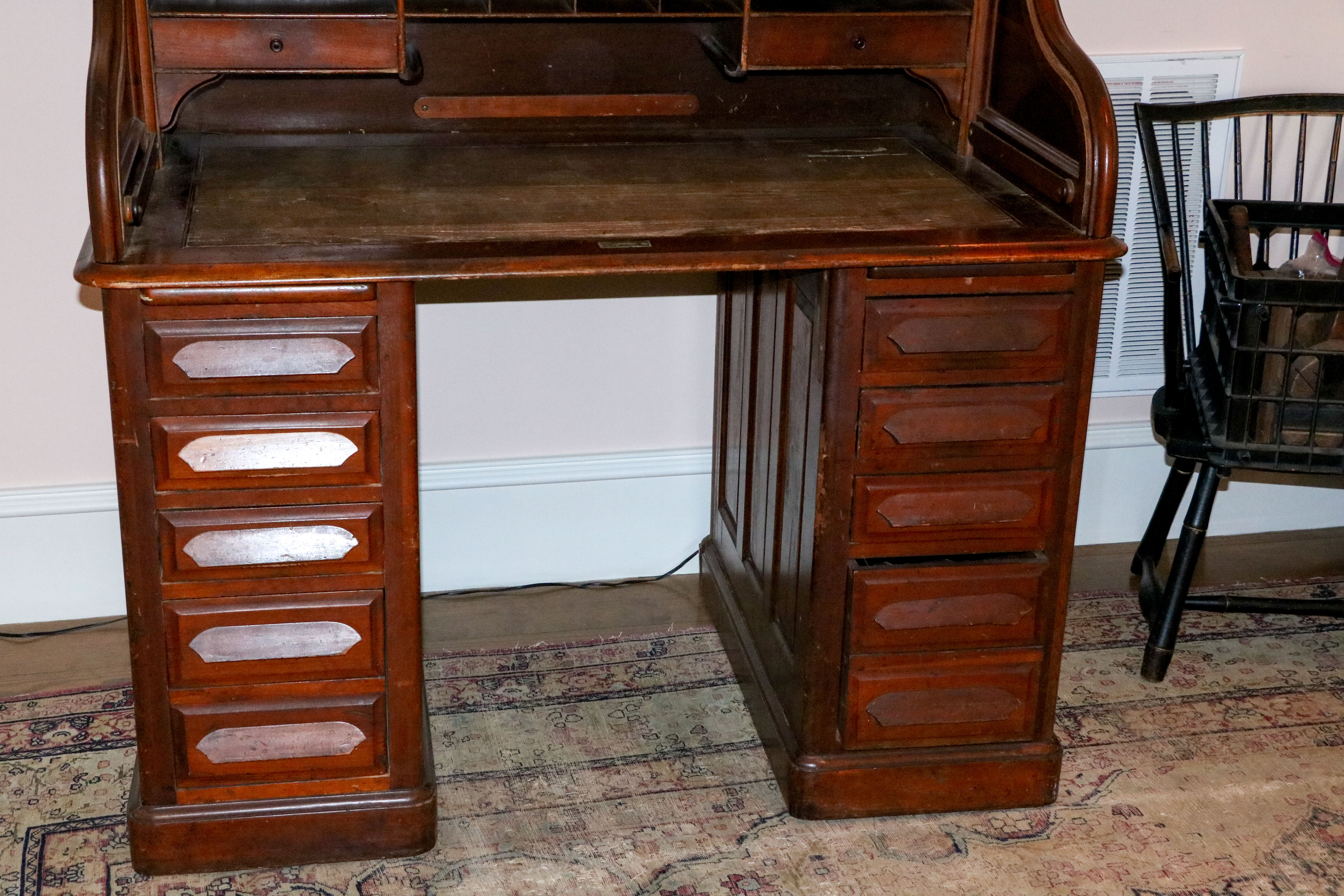 Wooden Roll Top Kneehole Desk by Union Desk Company