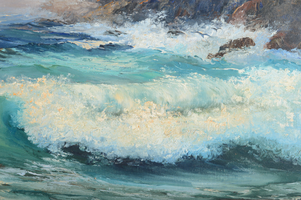 Virginia Lynn Plein Air Oil on Canvas "Mist and Pines"