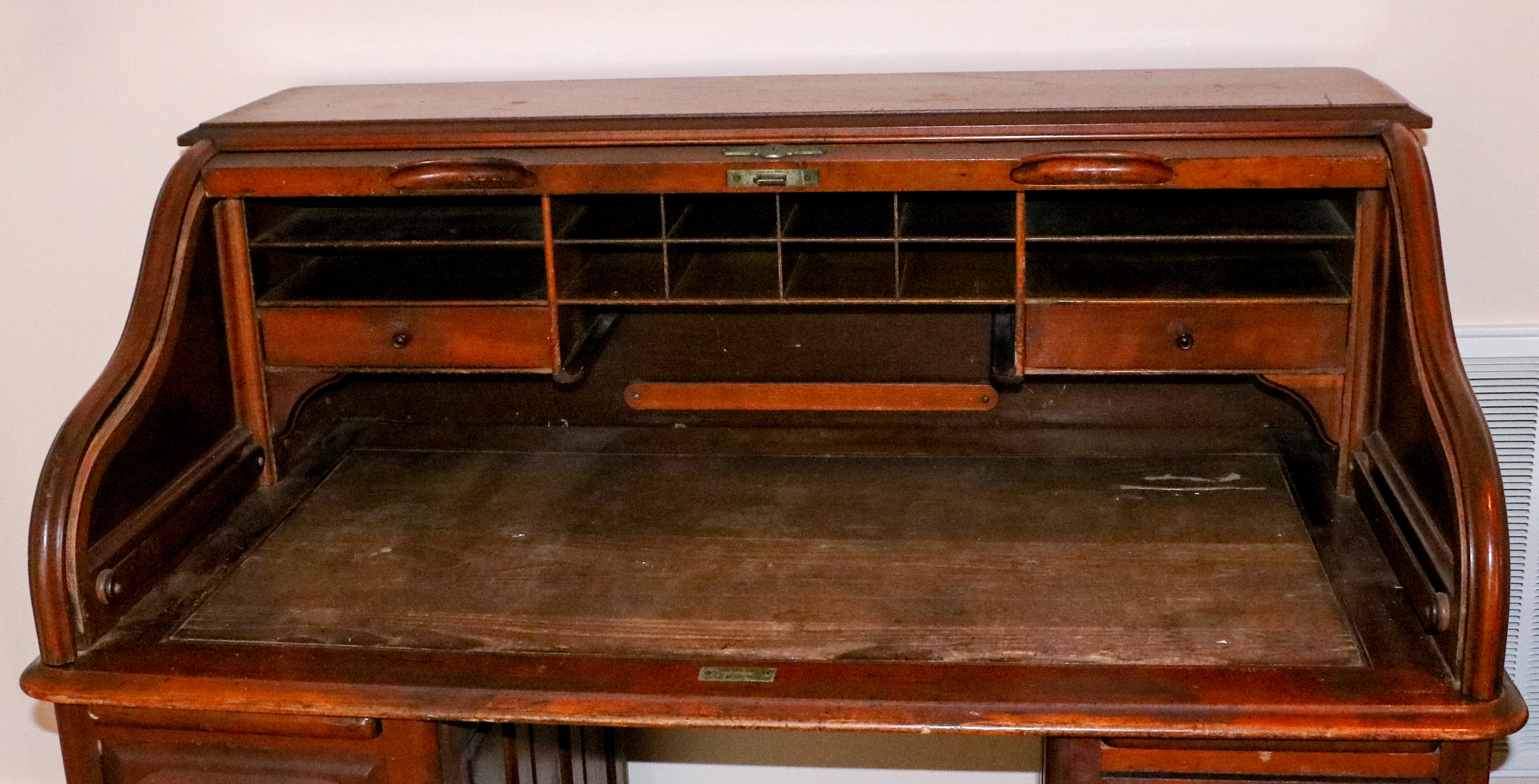 Wooden Roll Top Kneehole Desk by Union Desk Company