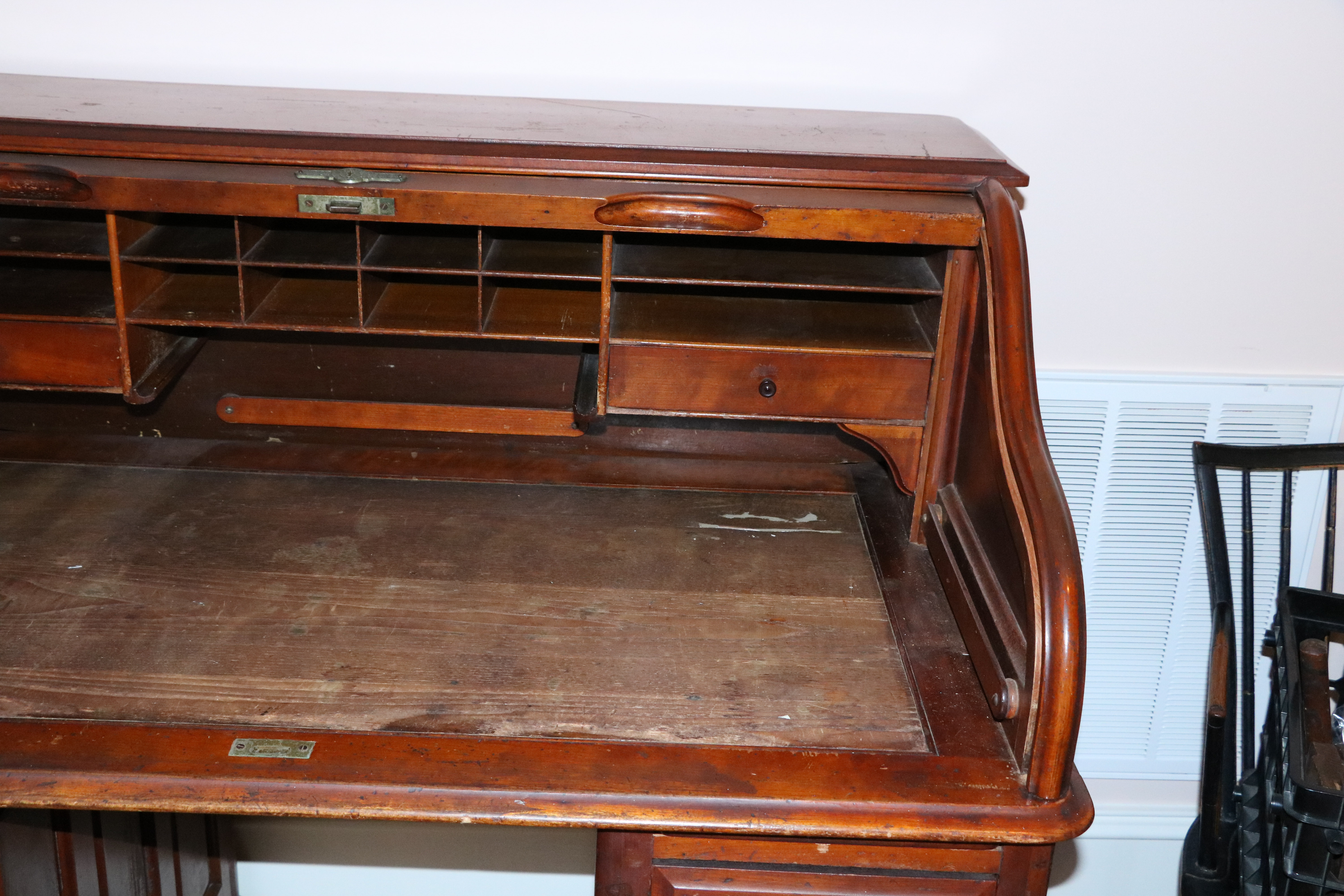 Wooden Roll Top Kneehole Desk by Union Desk Company