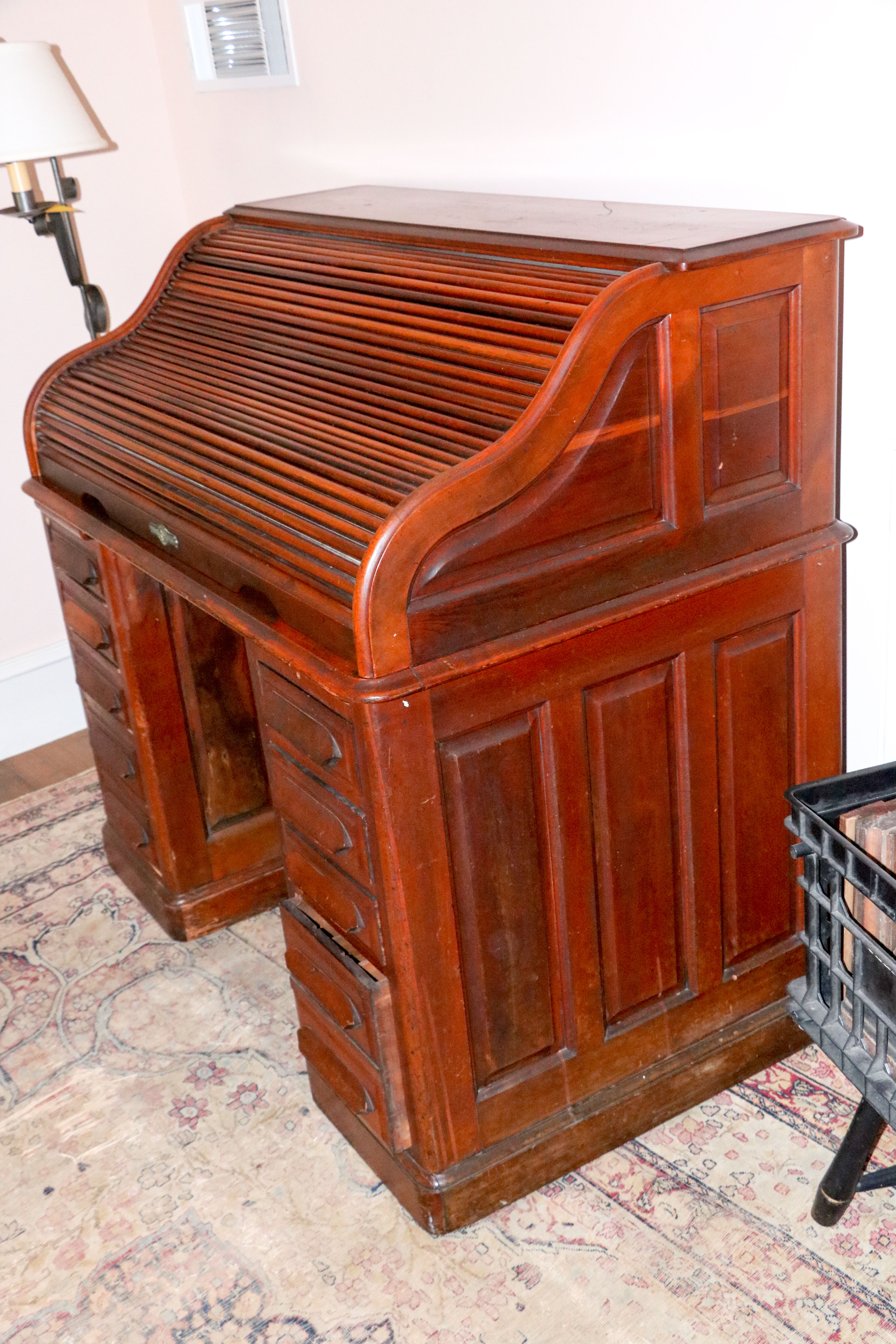 Wooden Roll Top Kneehole Desk by Union Desk Company