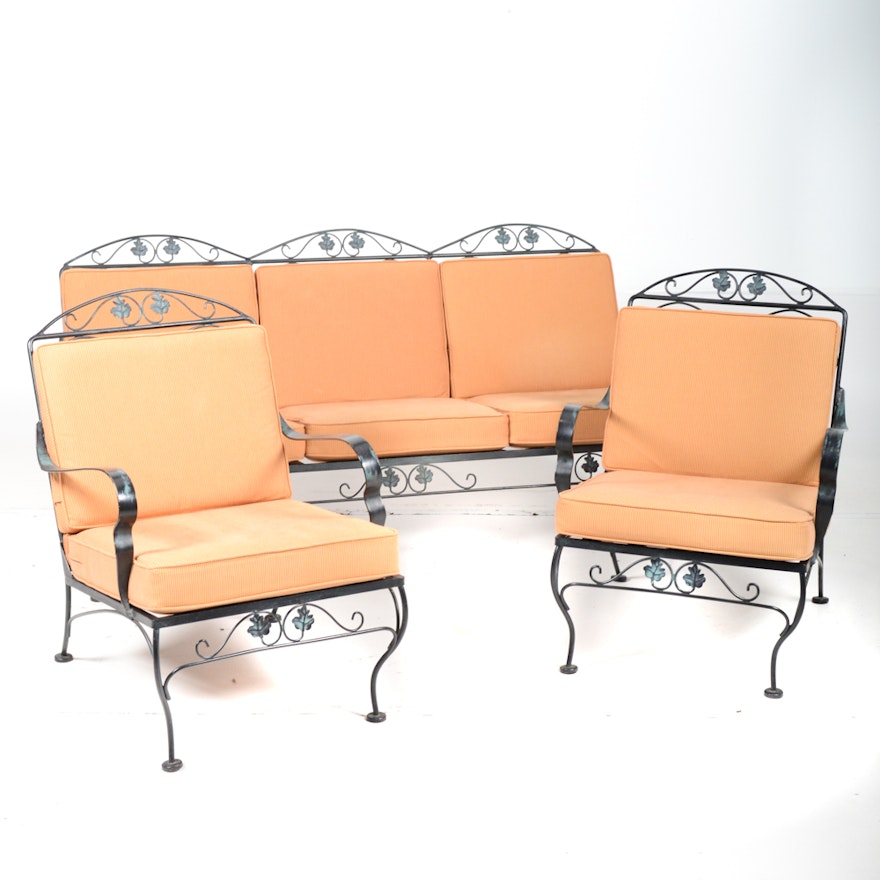 Metal Patio Seating Set With End Tables