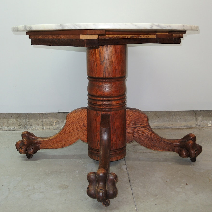 Marble-Top Pedestal Dining Table