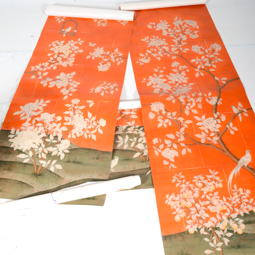 Hand Painted Gracie Watercolor Wallpaper Panels, Set of 4