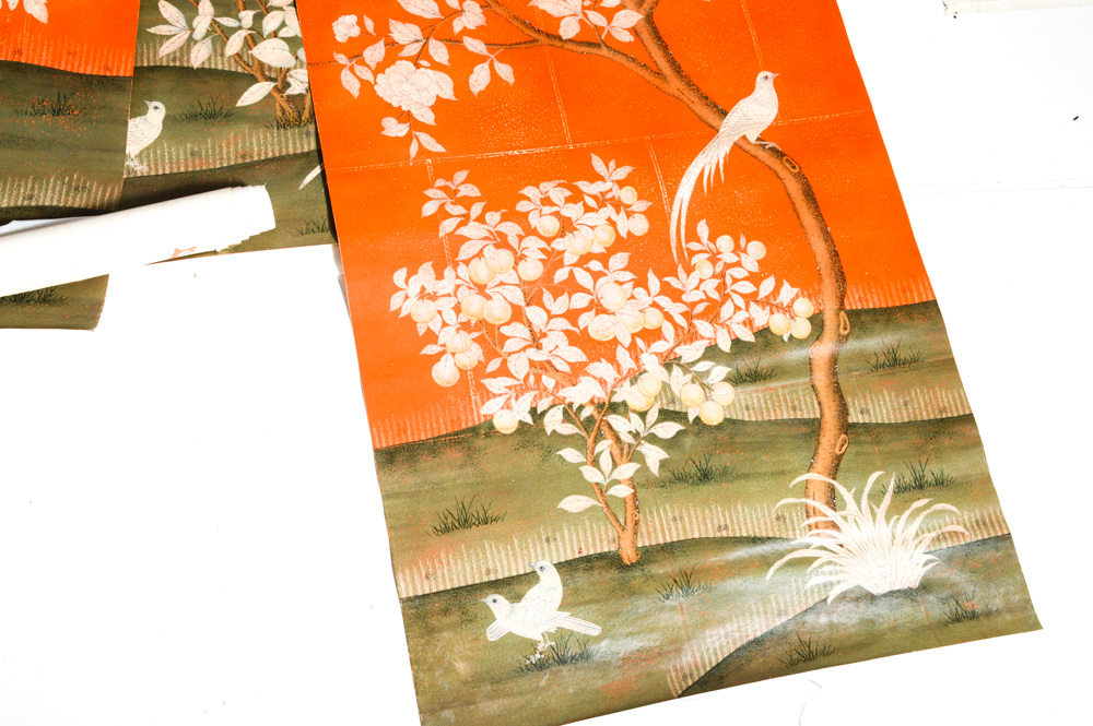 Hand Painted Gracie Watercolor Wallpaper Panels, Set of 4