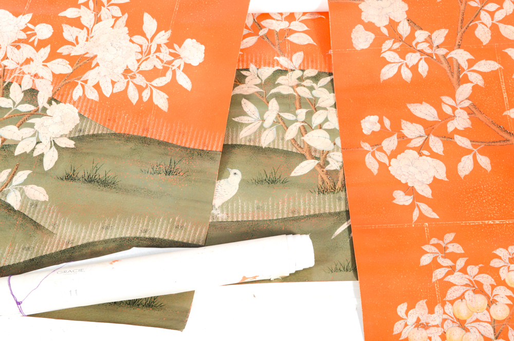 Hand Painted Gracie Watercolor Wallpaper Panels, Set of 4