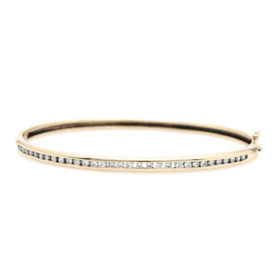 14K Yellow Gold Diamond Bangle Bracelet