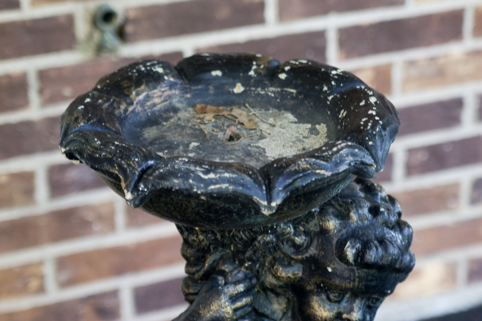 Vintage Bronze Tone Concrete Birdbath