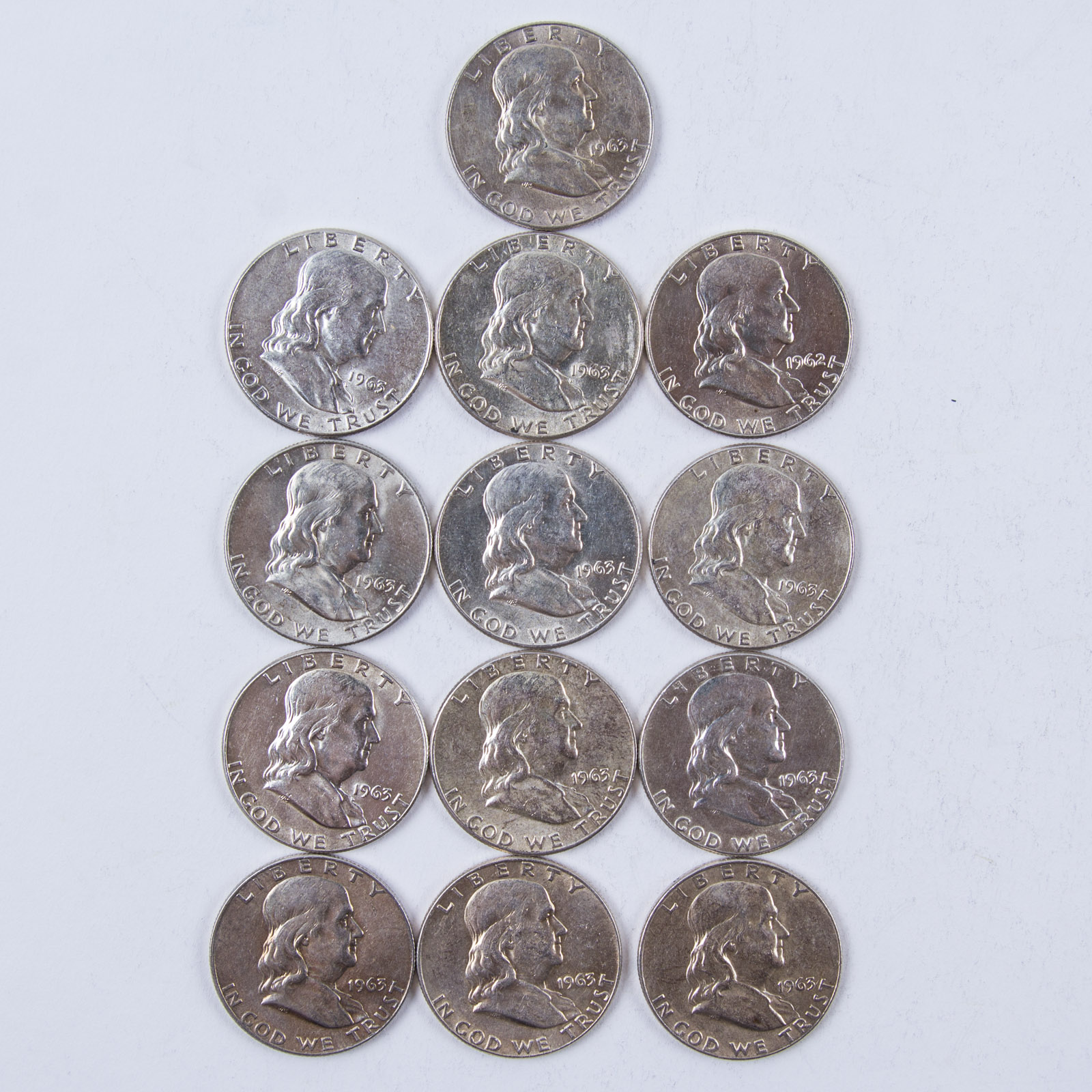 1962 and 1963 Benjamin Franklin Silver Half Dollar Set