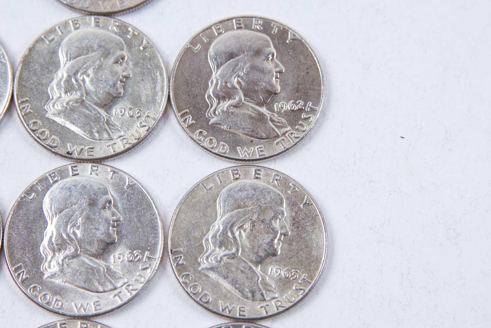 1962 and 1963 Benjamin Franklin Silver Half Dollar Set