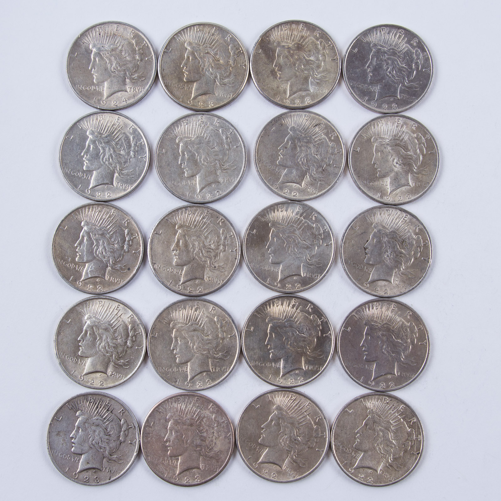 1920s Silver Peace Dollar Set