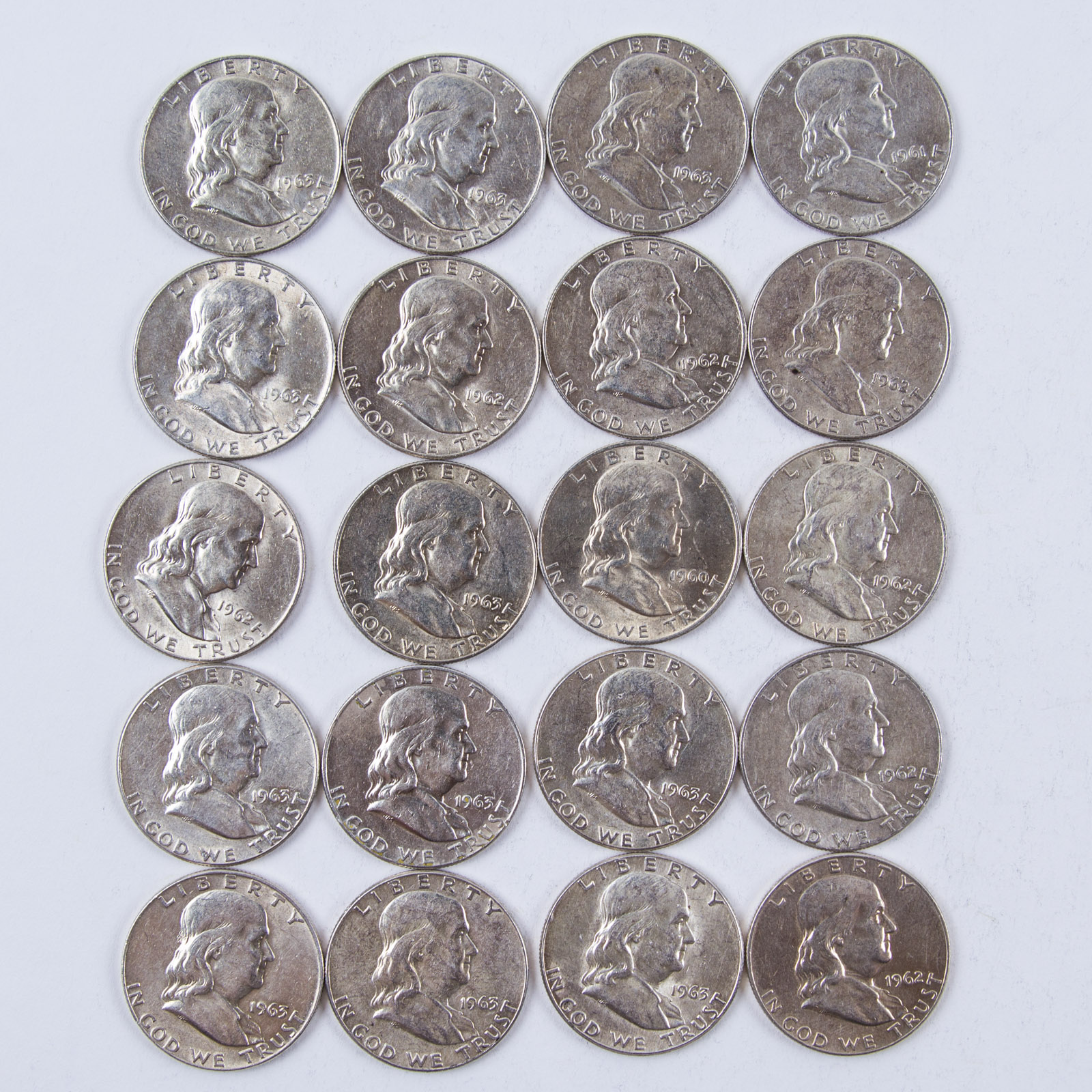 1960s Benjamin Franklin Silver Half Dollar Set