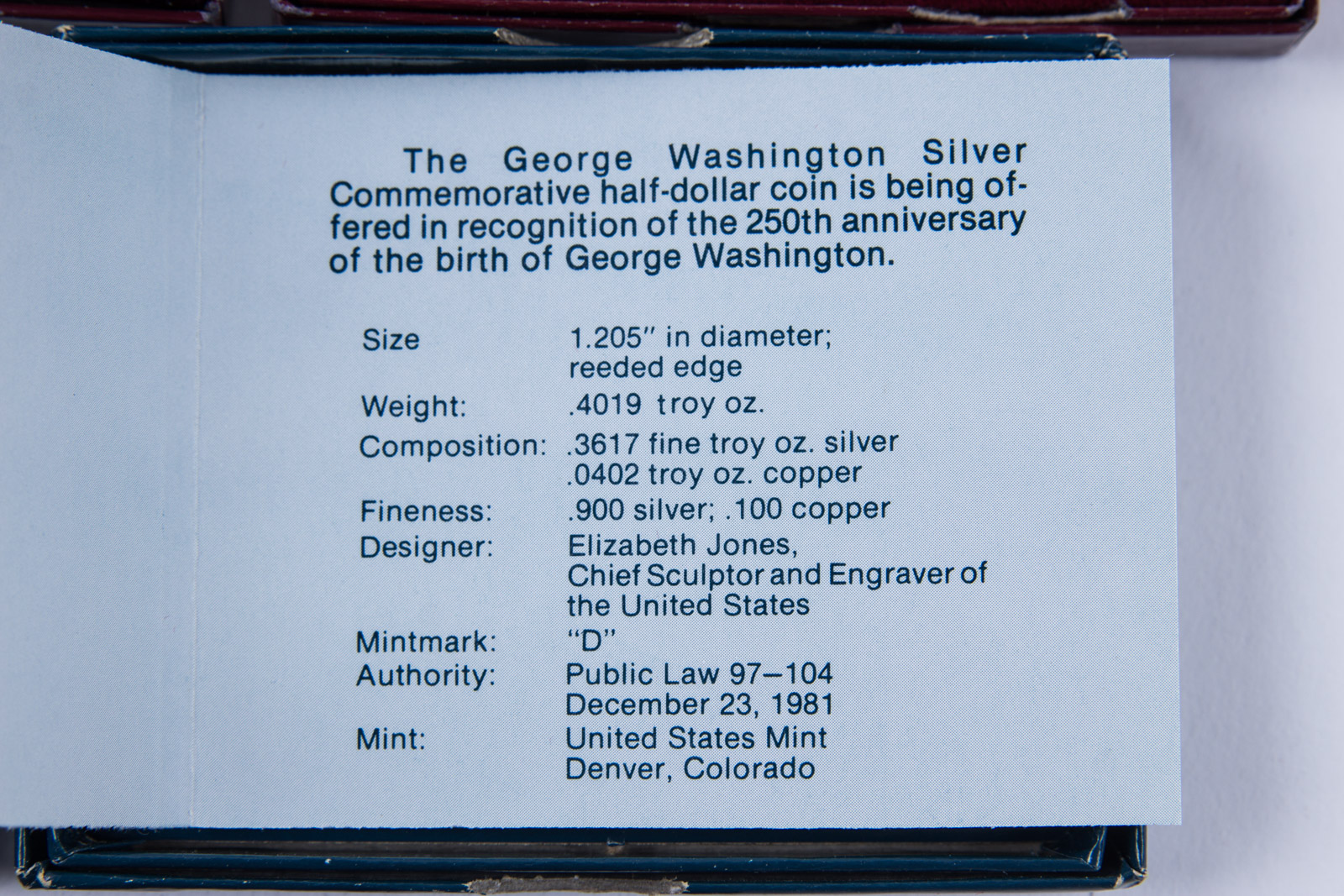 1982-D and 1982-S Washington Commemorative Silver Half Dollar Set