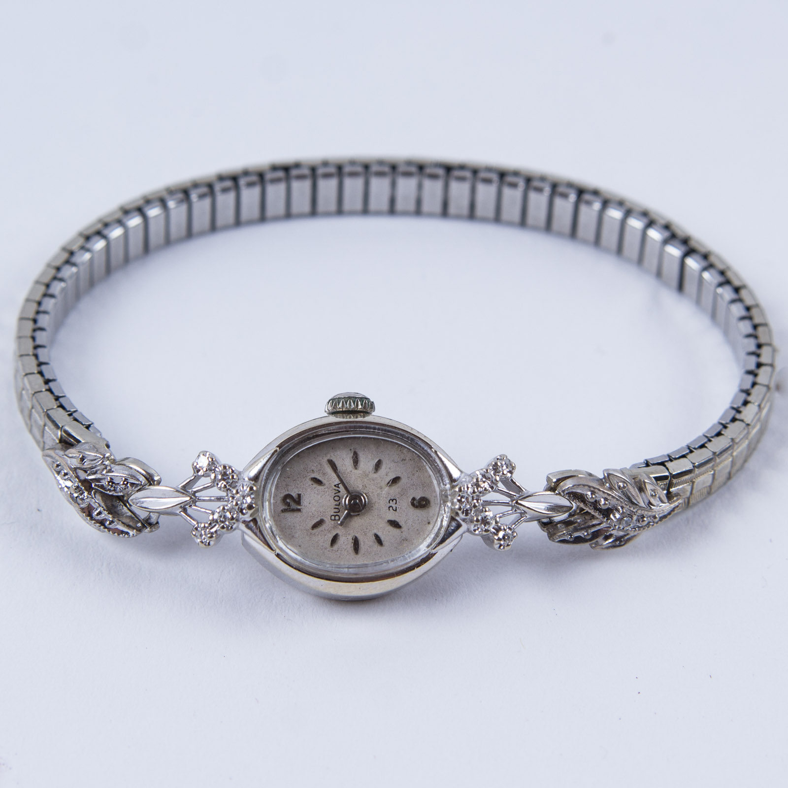 14K White Gold and Diamond Bulova Watch