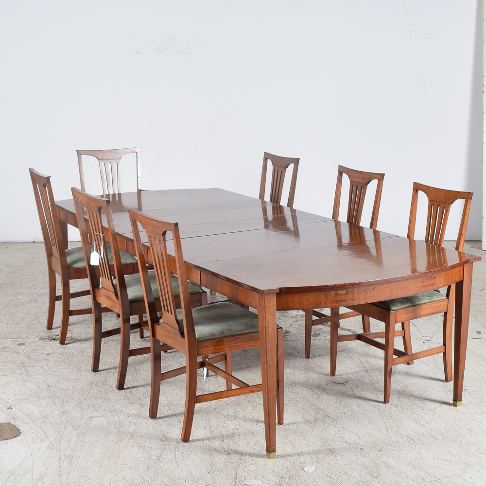 Inlaid Walnut Veneer Arts and Crafts Style Dining Set Flint's Fine Furniture