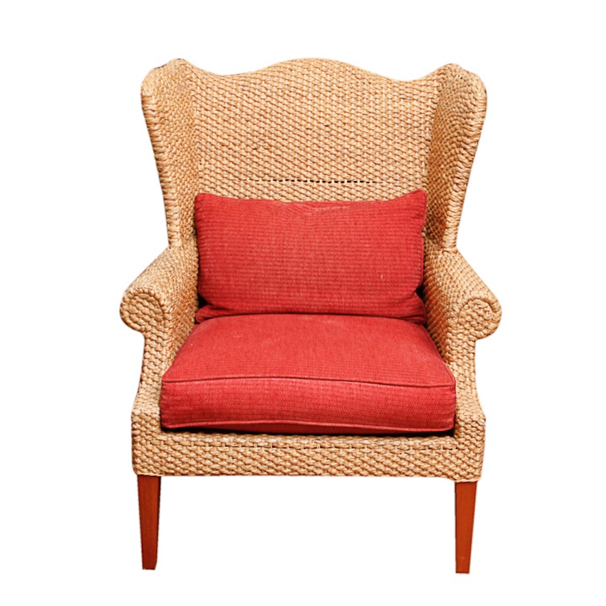 Woven Wingback Armchair by Century