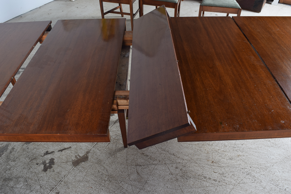 Inlaid Walnut Veneer Arts and Crafts Style Dining Set Flint's Fine Furniture