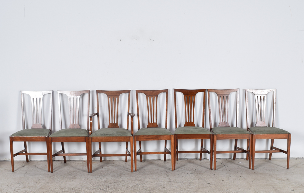 Inlaid Walnut Veneer Arts and Crafts Style Dining Set Flint's Fine Furniture