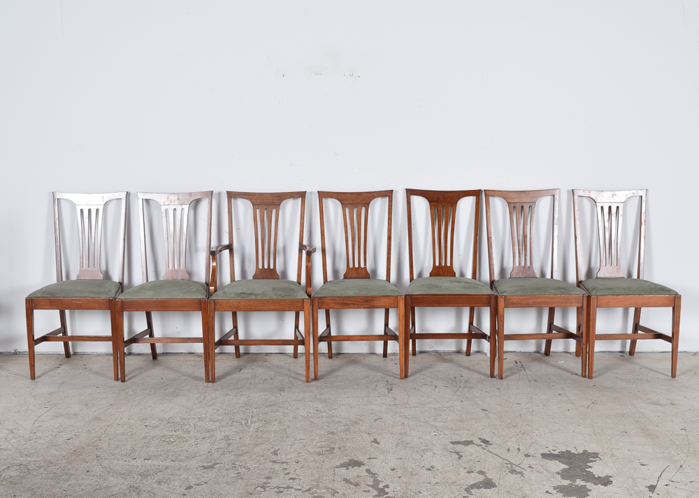 Inlaid Walnut Veneer Arts and Crafts Style Dining Set Flint's Fine Furniture