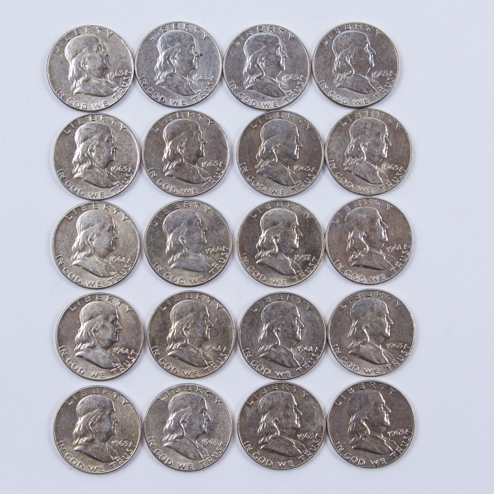 1950s and Pre-1964 Benamin Franklin Silver Half Dollar Set