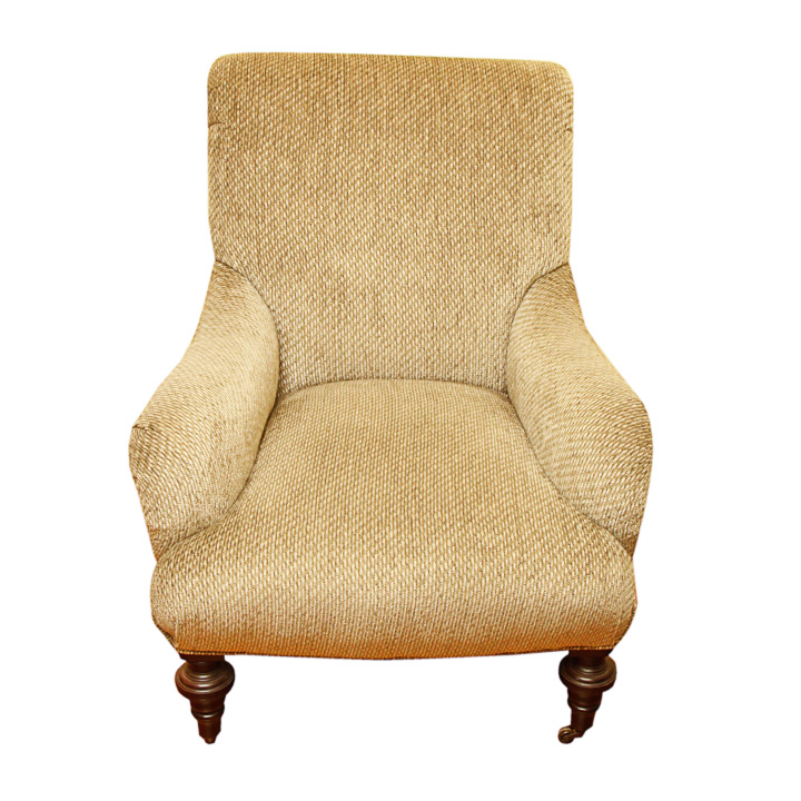 Vintage Tan Tweed Upholstered Armchair