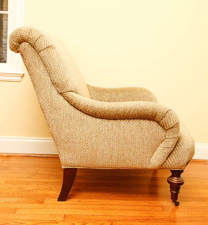 Vintage Tan Tweed Upholstered Armchair